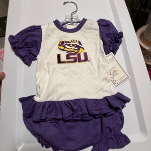 NWT LSU vintage Kids Matching Set - Purple and White